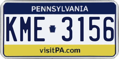 PA license plate KME3156