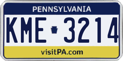 PA license plate KME3214