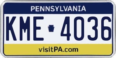PA license plate KME4036