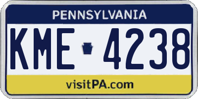 PA license plate KME4238