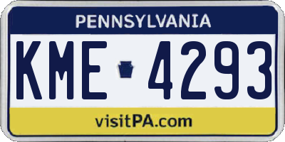 PA license plate KME4293