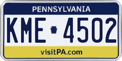 PA license plate KME4502