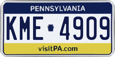 PA license plate KME4909