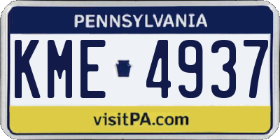 PA license plate KME4937