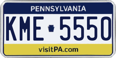 PA license plate KME5550