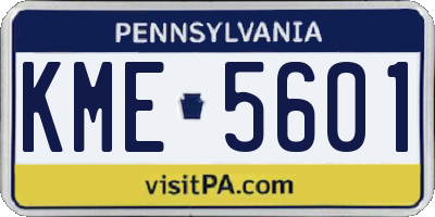 PA license plate KME5601