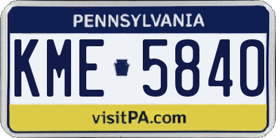 PA license plate KME5840