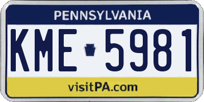 PA license plate KME5981