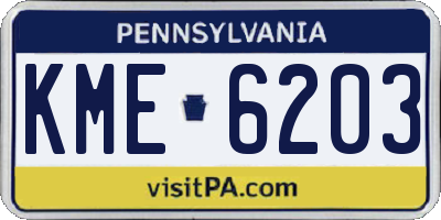 PA license plate KME6203
