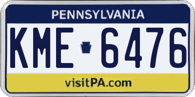 PA license plate KME6476