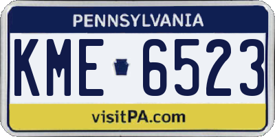 PA license plate KME6523