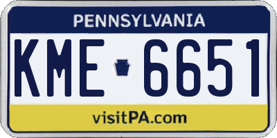 PA license plate KME6651