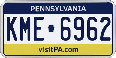 PA license plate KME6962