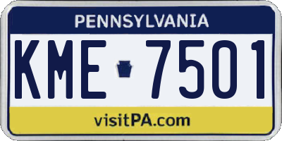 PA license plate KME7501