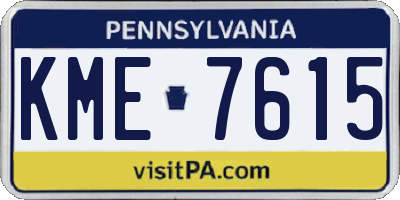PA license plate KME7615