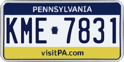 PA license plate KME7831