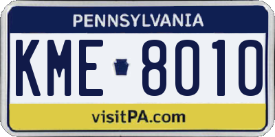 PA license plate KME8010