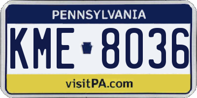 PA license plate KME8036