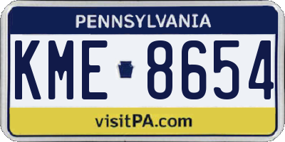 PA license plate KME8654
