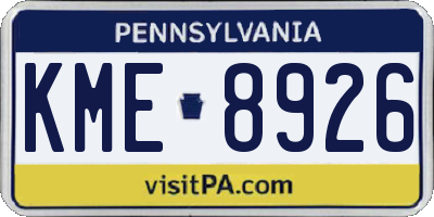 PA license plate KME8926