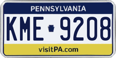 PA license plate KME9208