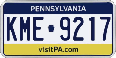 PA license plate KME9217