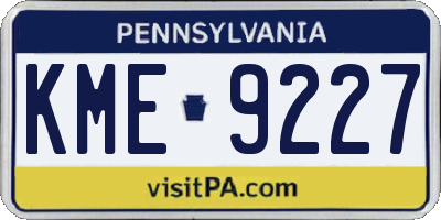 PA license plate KME9227