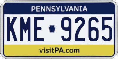 PA license plate KME9265