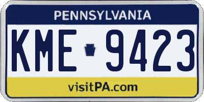 PA license plate KME9423