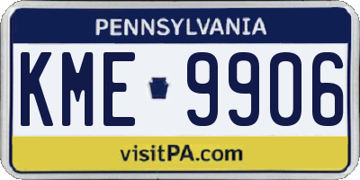 PA license plate KME9906