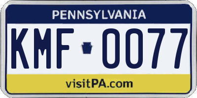 PA license plate KMF0077
