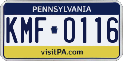 PA license plate KMF0116
