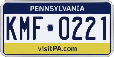 PA license plate KMF0221