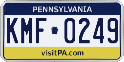 PA license plate KMF0249