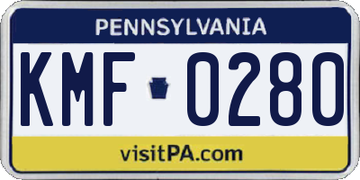 PA license plate KMF0280