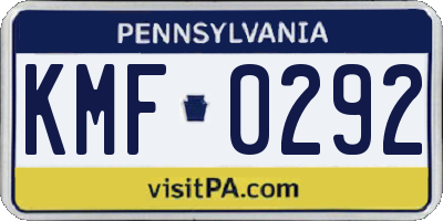 PA license plate KMF0292