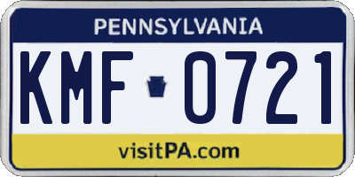 PA license plate KMF0721