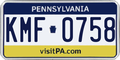 PA license plate KMF0758