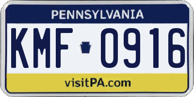 PA license plate KMF0916