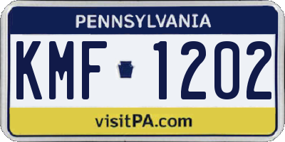 PA license plate KMF1202