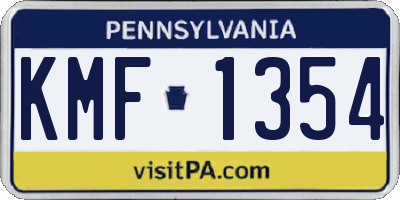 PA license plate KMF1354