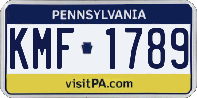 PA license plate KMF1789