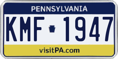 PA license plate KMF1947