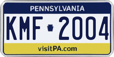 PA license plate KMF2004