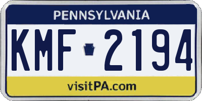 PA license plate KMF2194