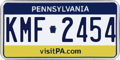 PA license plate KMF2454