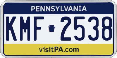 PA license plate KMF2538