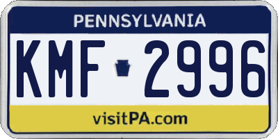 PA license plate KMF2996