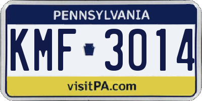 PA license plate KMF3014