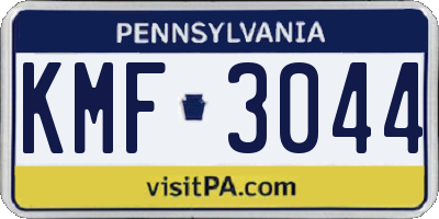 PA license plate KMF3044